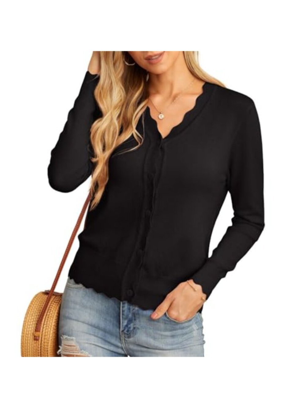 Flowy Ruffle V-Neck Cardigan - Picture 2 of 4